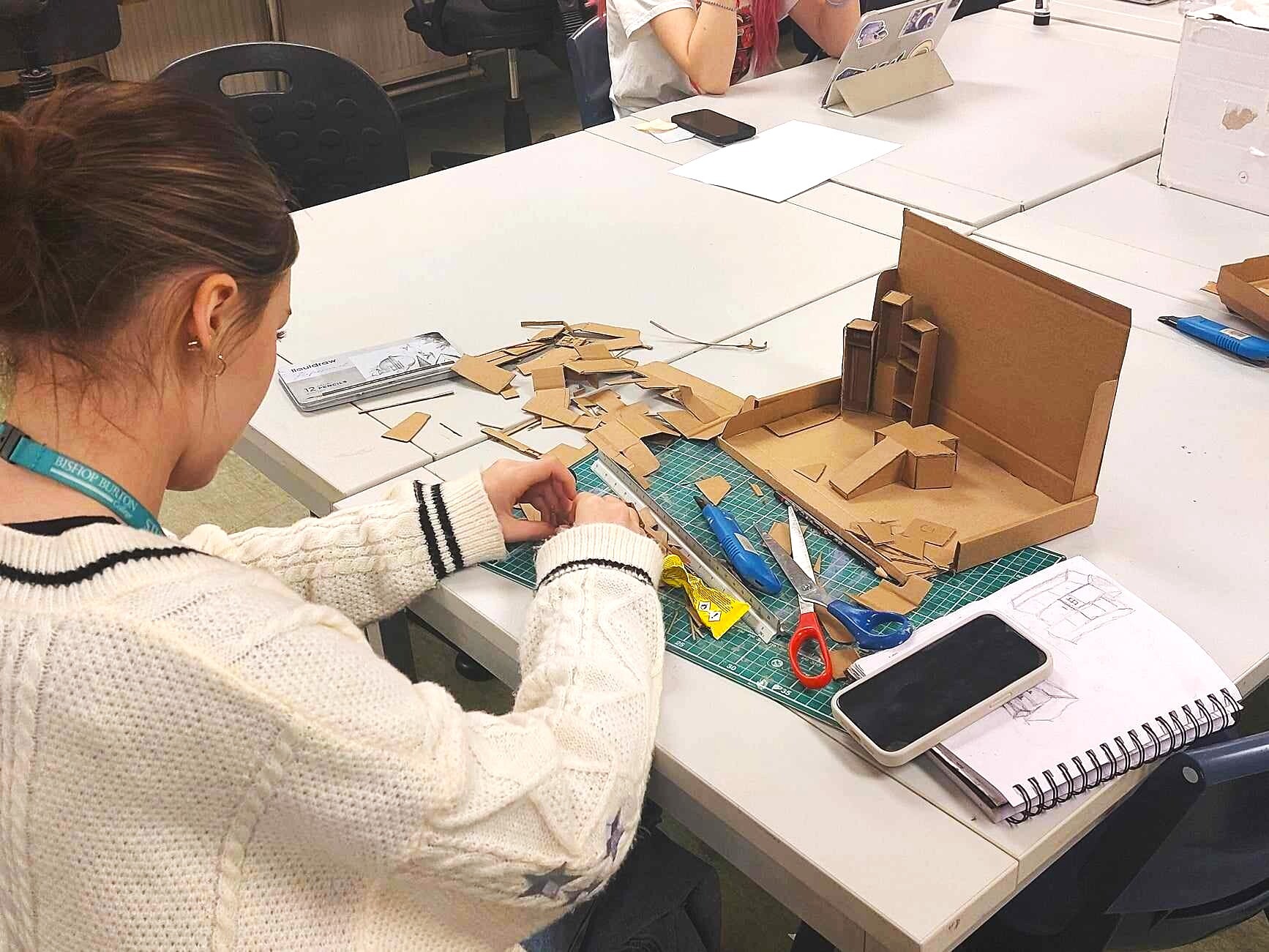 Art and Design student working on a project at Bishop Burton College