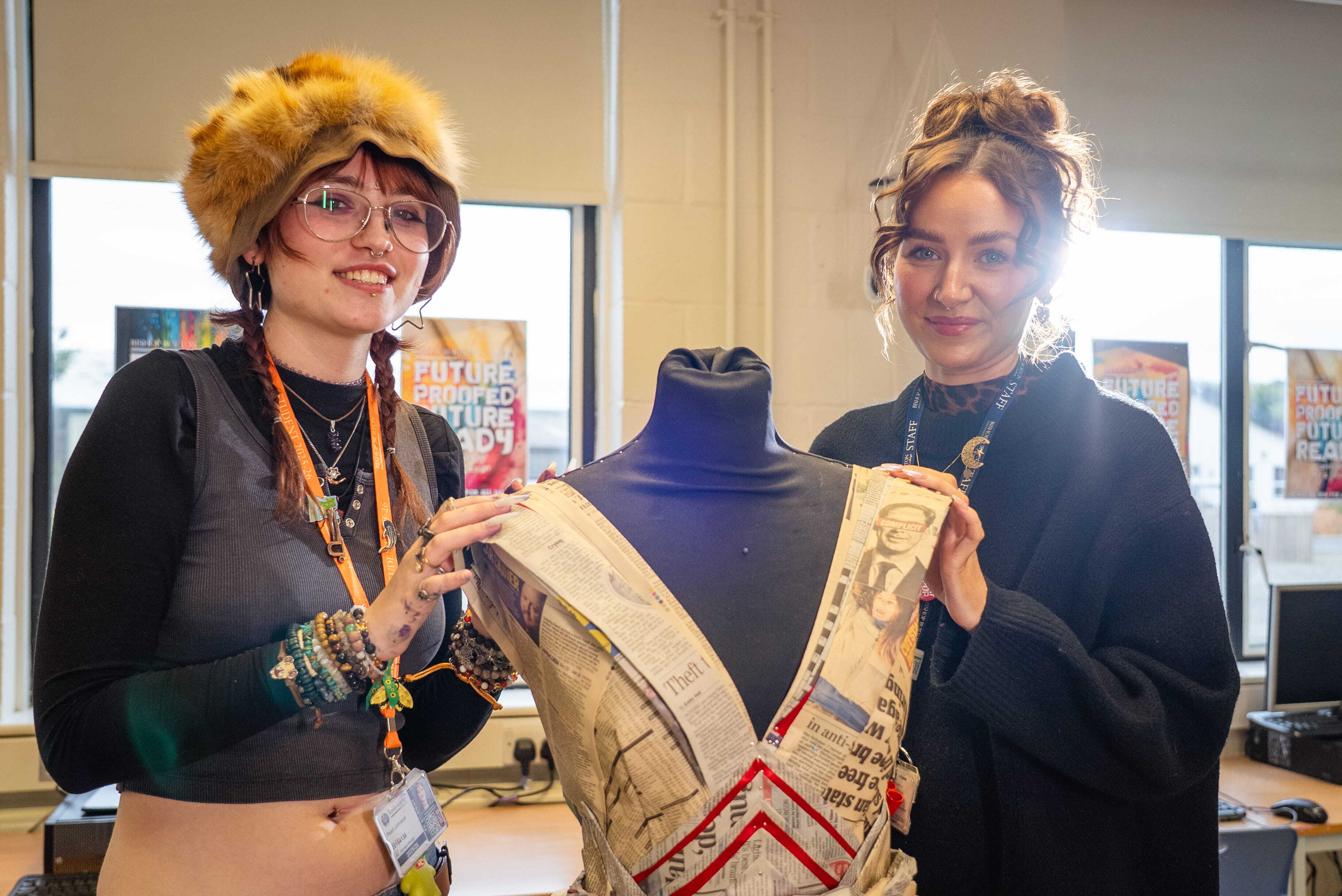 Art and design student at Bishop Burton College working on a textiles project