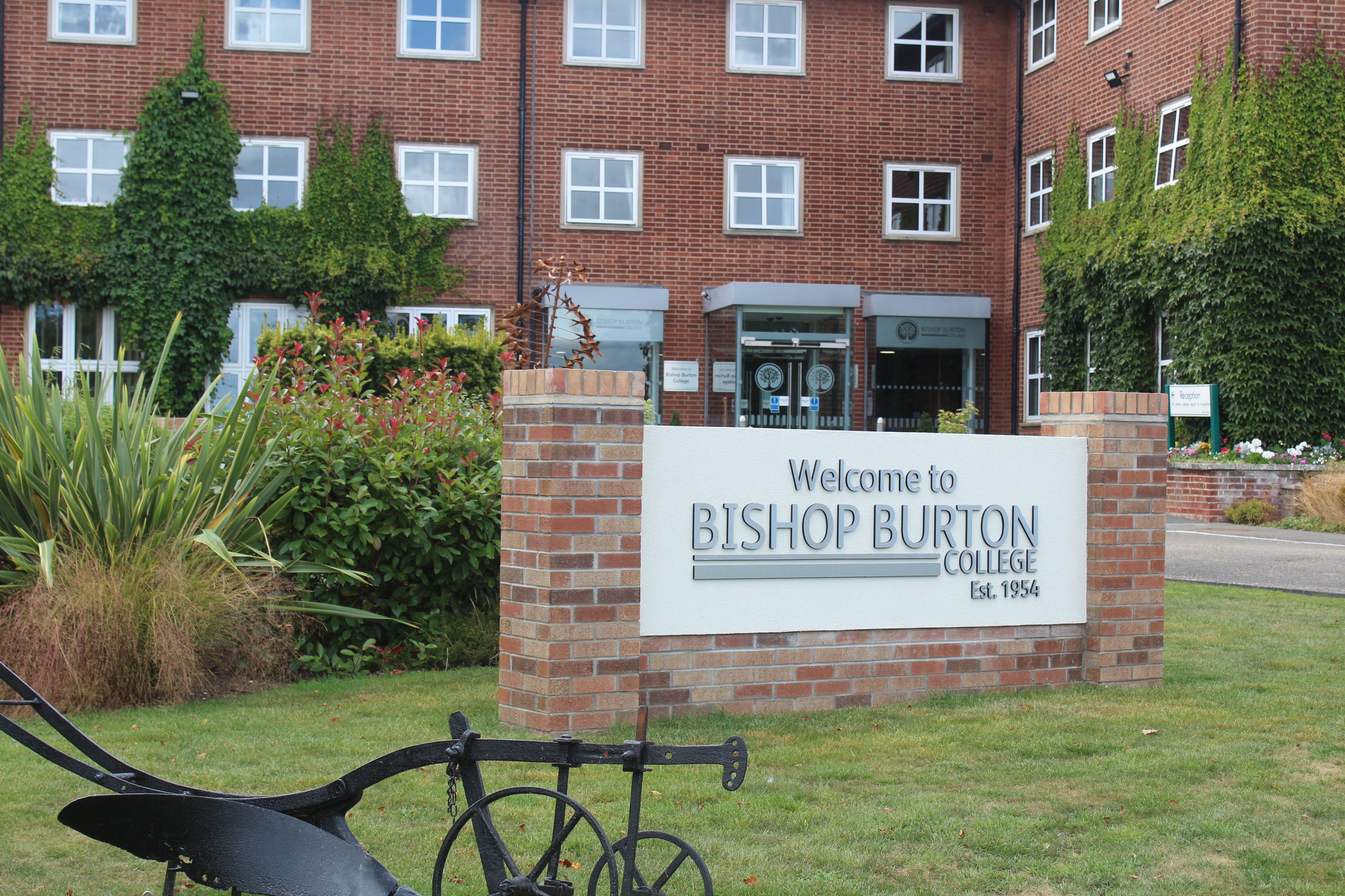 Bishop Burton College sign outside of reception