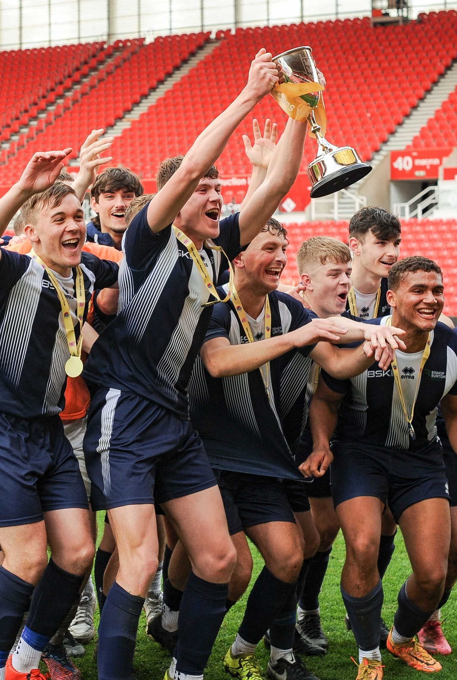 Bishop Burton footballers celebrating
