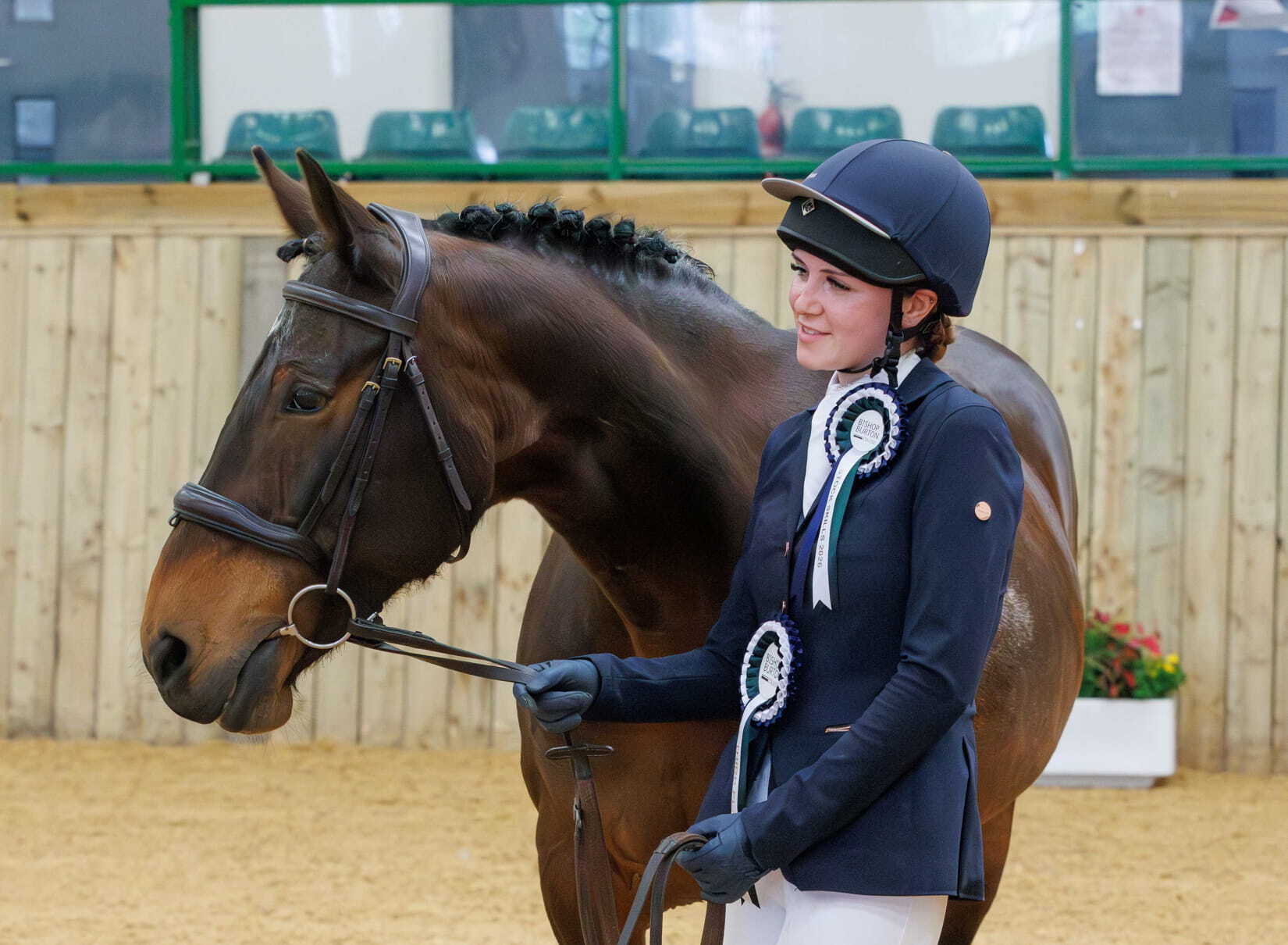 Bishop Burton student holding horse