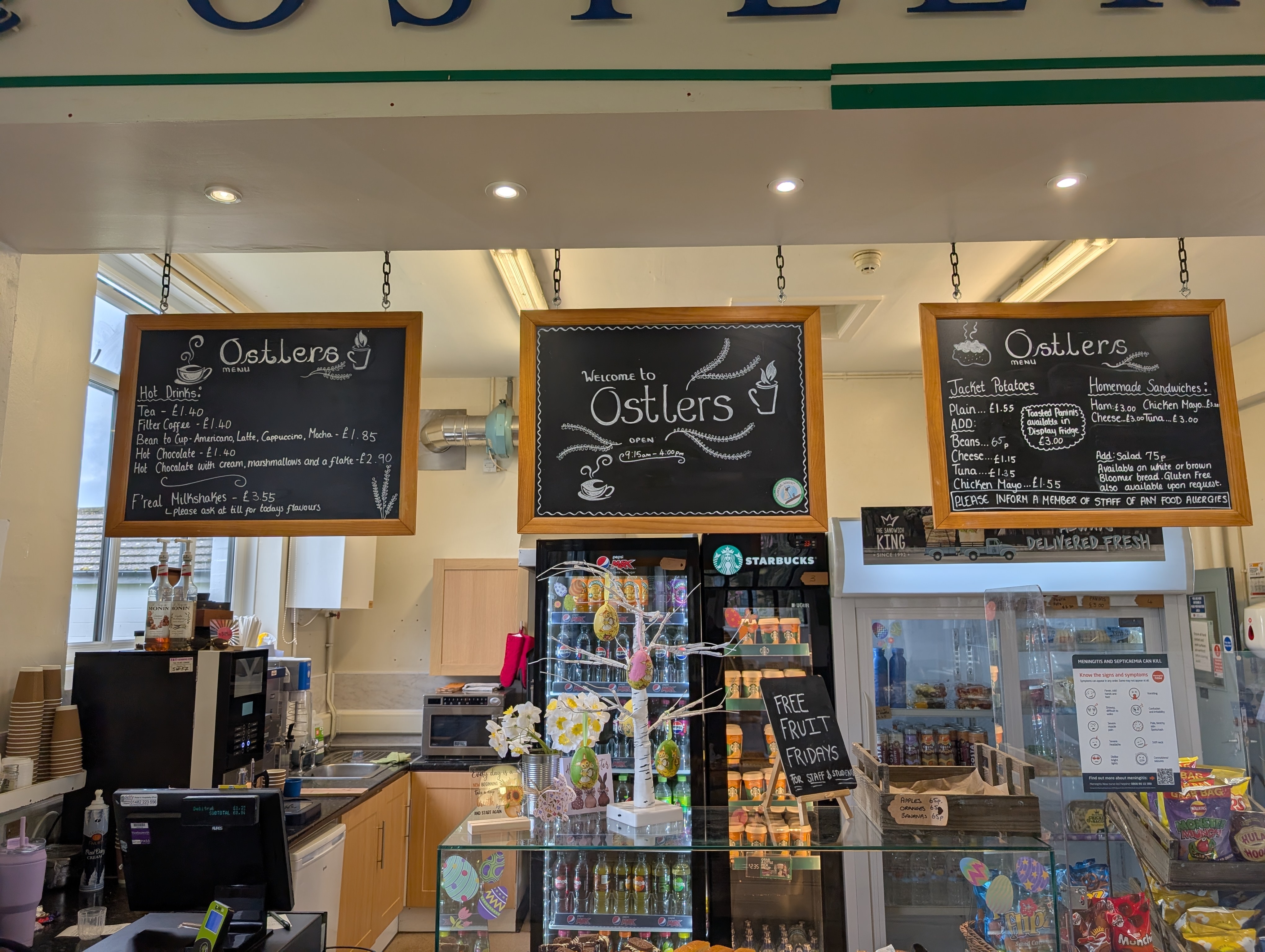 Chalkboards at Ostlers cafe at Bishop Burton College