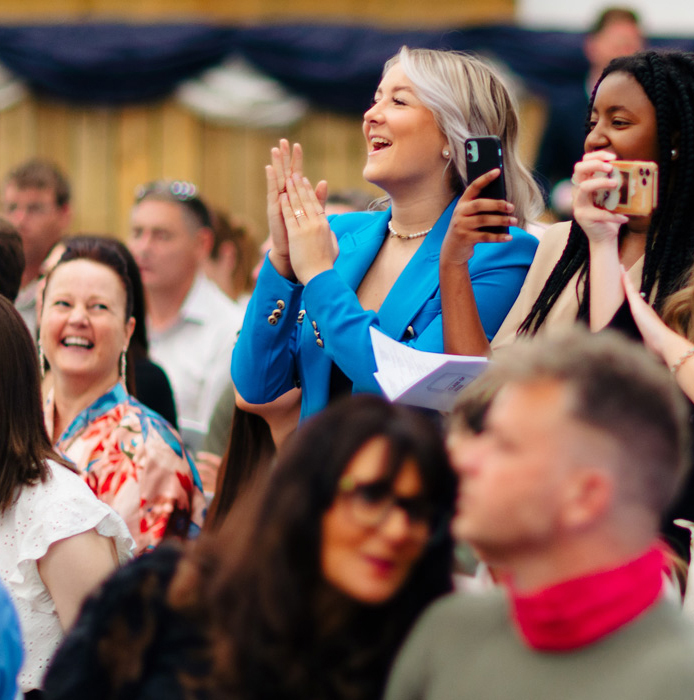 Cheering at Bishop Burton College celebration event thumb