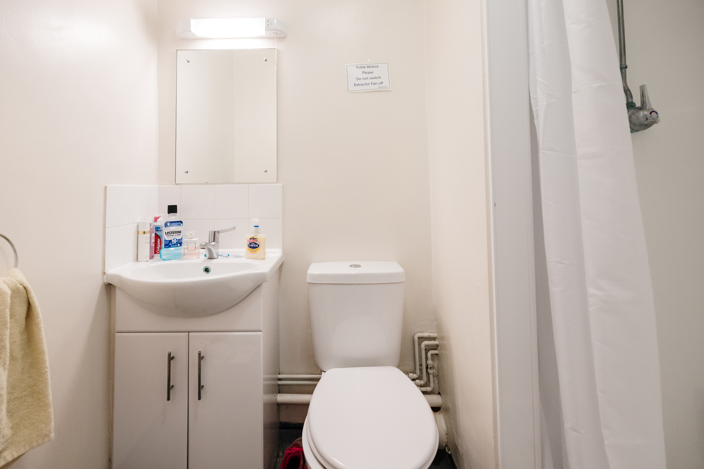 Ensuite bathroom in student accommodation