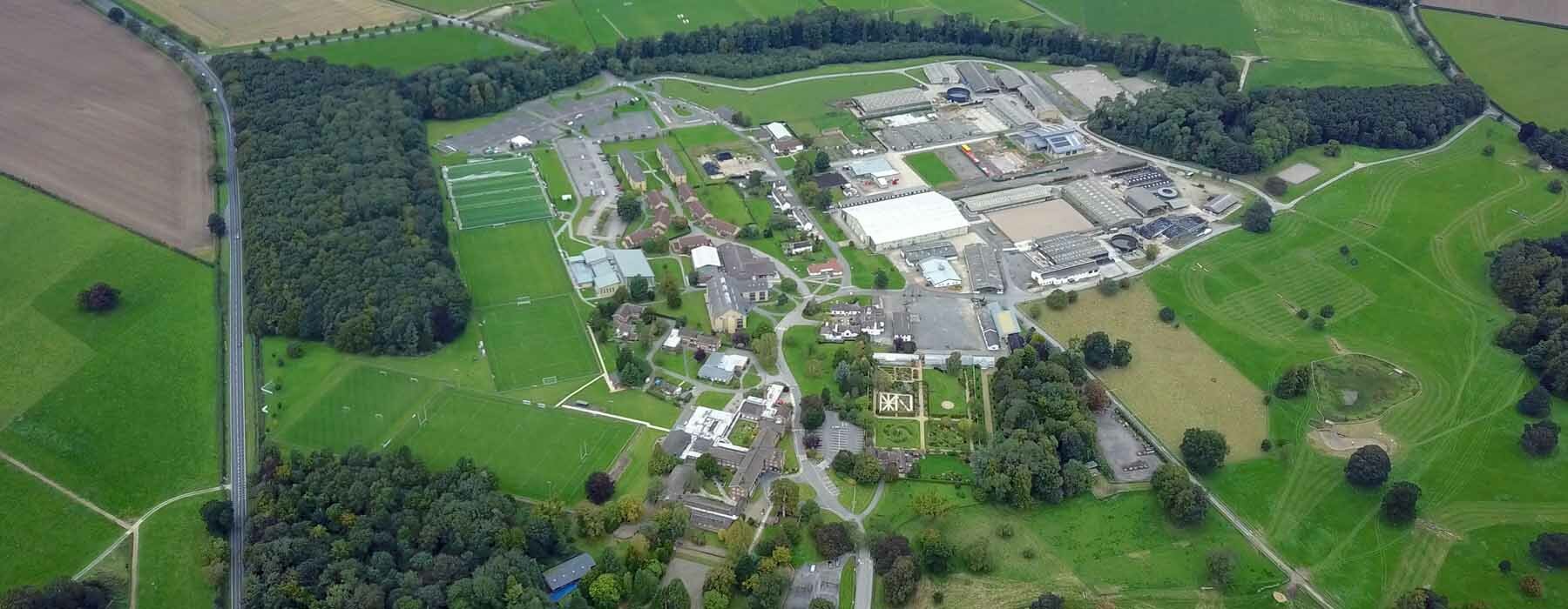 How to apply need help callout Aerial View of the Bishop Burton College Campus