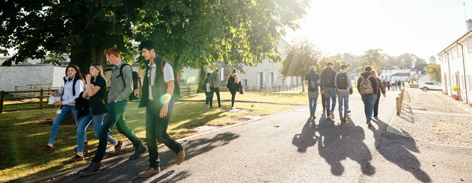 Prospectus banner Students walking through Bishop Burton College campus