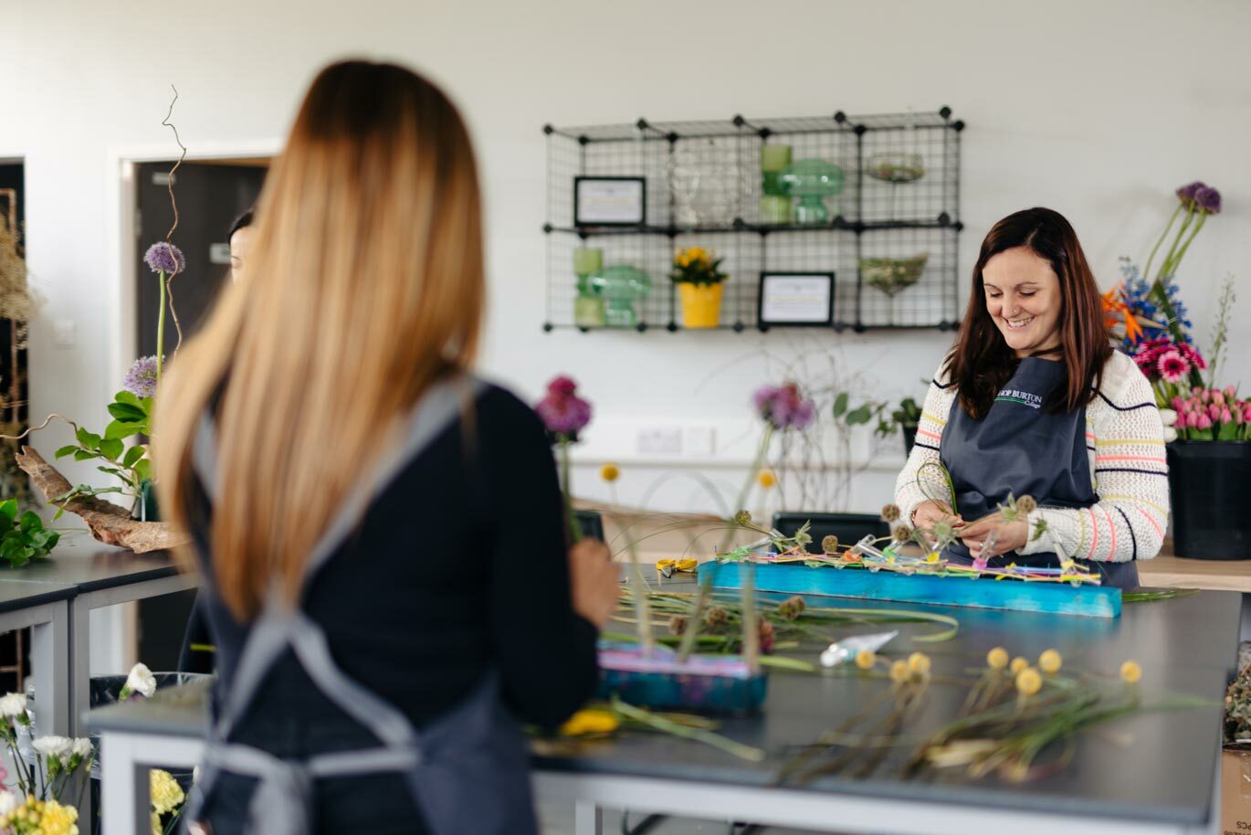 Students in design studio for Floristry course
